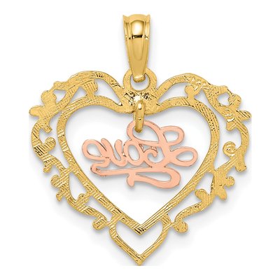 10K Two-Tone Gold LOVE Heart Pendant – view 5