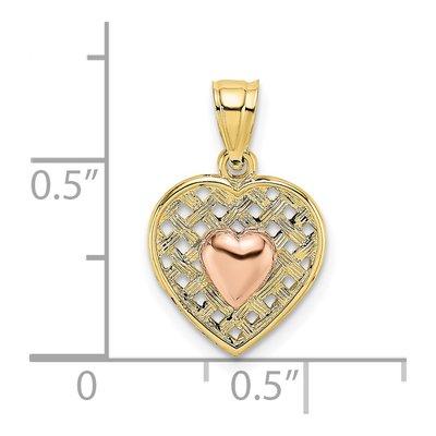10K Two-Tone Gold Heart Pendant – view 2
