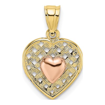 10K Two-Tone Gold Heart Pendant