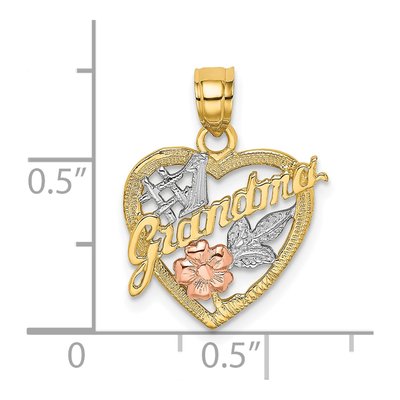 10K Two-Tone Gold Grandma Heart Number 1 Pendant – view 4
