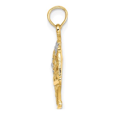 10K Two-Tone Gold Flower Basket I Love You Charm – view 3