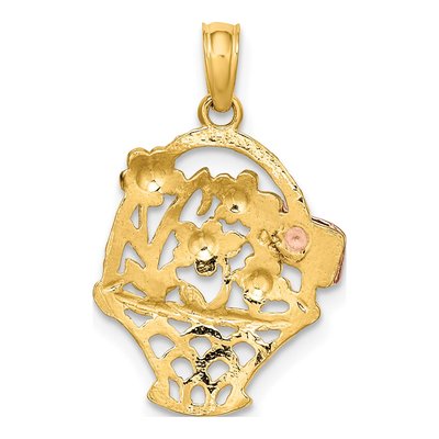 10K Two-Tone Gold Flower Basket I Love You Charm – view 5