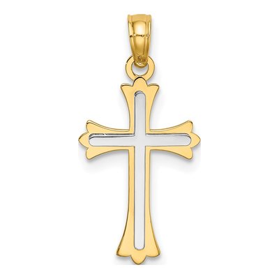 10K Two-Tone Gold Cross Pendant