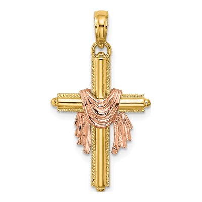 10K Two-Tone Gold Cross Charm
