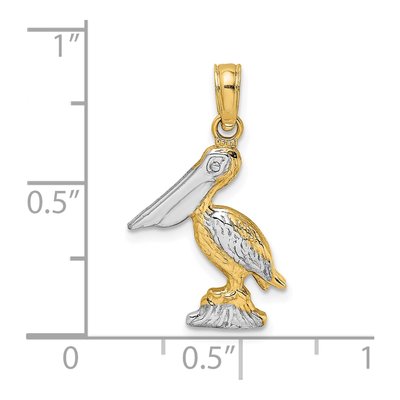 10K Yellow Gold Small 3D Standing Pelican Charm – view 4