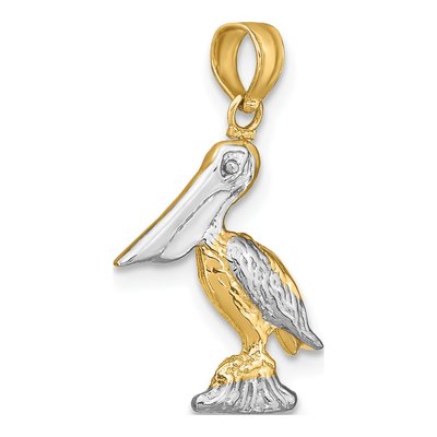10K Yellow Gold Small 3D Standing Pelican Charm – view 6