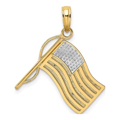 10K Yellow Gold American Flag Charm