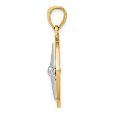 10K Gold Nautical Compass Charm w/ Rhodium – view 3