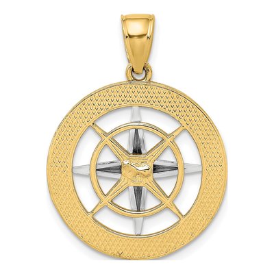 10K Gold Nautical Compass Charm w/ Rhodium – view 5