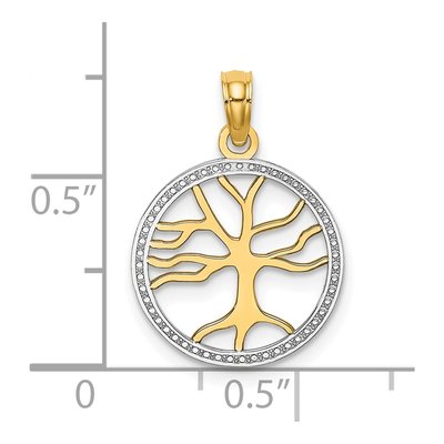 10K Yellow Gold Tree of Life Round Frame Pendant – view 4