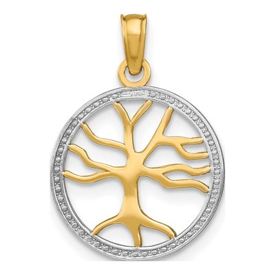 10K Yellow Gold Tree of Life Round Frame Pendant – view 5