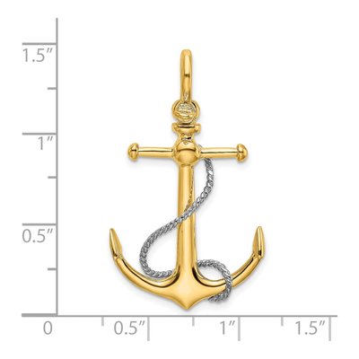 10K Two-Tone Gold 3D Anchor Pendant – view 3
