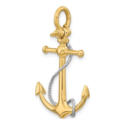 10K Two-Tone Gold 3D Anchor Pendant – view 5
