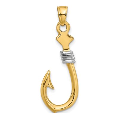 10K Yellow Gold Fish Hook Rope Pendant