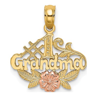 10K Two-Tone Gold Grandma Flower Number 1 Pendant