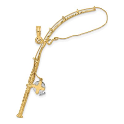 10K Yellow Gold Fishing Pole Pendant – view 5