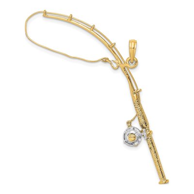 10K Yellow Gold Fishing Pole Pendant