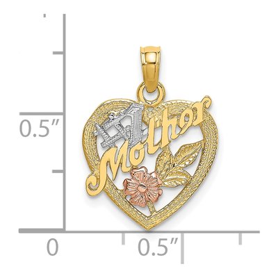 10K Two-Tone Gold Mother Heart Number 1 Pendant – view 4