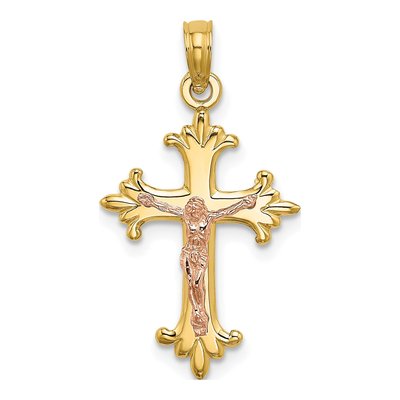 10K Two-Tone Gold Crucifix Pendant
