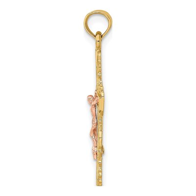 10K Two-Tone Gold Lace Trim Crucifix Charm – view 3