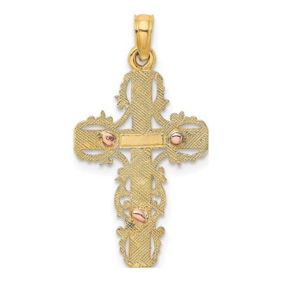 10K Two-Tone Gold Lace Trim Crucifix Charm – view 5