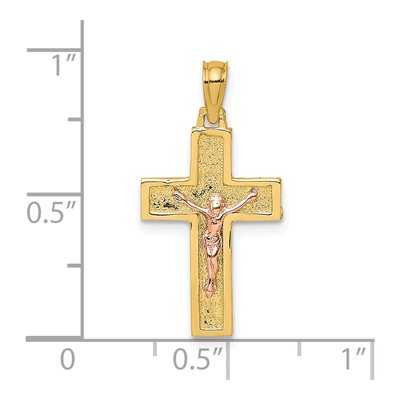 10K Two-Tone Gold Latin Crucifix Pendant – view 4