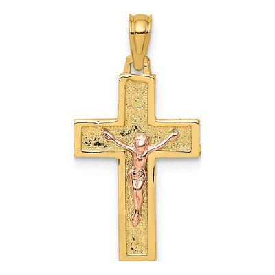 10K Two-Tone Gold Latin Crucifix Pendant