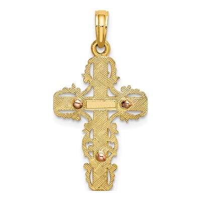 10K Two-Tone Gold Lace Trim Cross Pendant – view 5