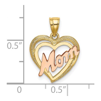 10K Two-Tone Gold MOM Heart Pendant – view 4