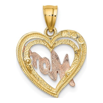 10K Two-Tone Gold MOM Heart Pendant – view 5