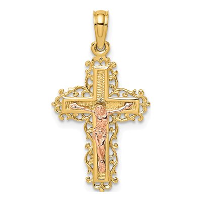 10K Two-Tone Gold Crucifix Charm