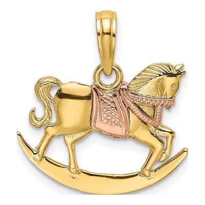 10K Two-Tone Gold Rocking Horse Pendant