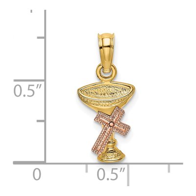 10K Two-Tone Communion Cup Cross Pendant – view 4
