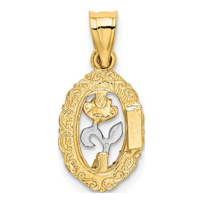 10K Two-Tone Gold Oval Frame Charm – view 5