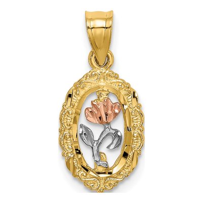 10K Two-Tone Gold Oval Frame Charm