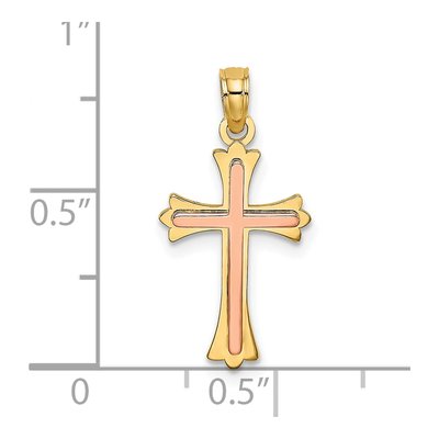 10K Two-Tone Gold Cross Pendant – view 4