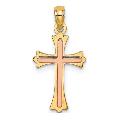 10K Two-Tone Gold Cross Pendant