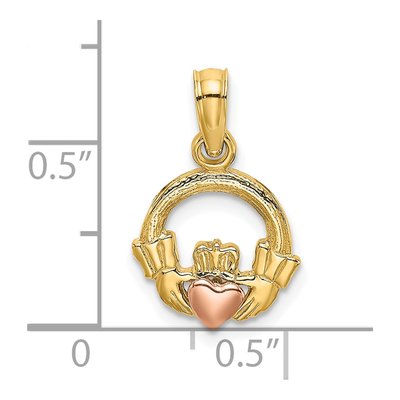 10K Two-Tone Gold Claddagh Heart Pendant – view 4