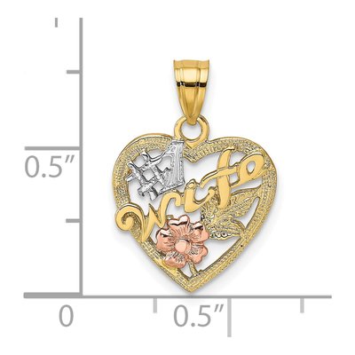 10K Two-Tone Gold WIFE Heart Number 1 Pendant – view 4