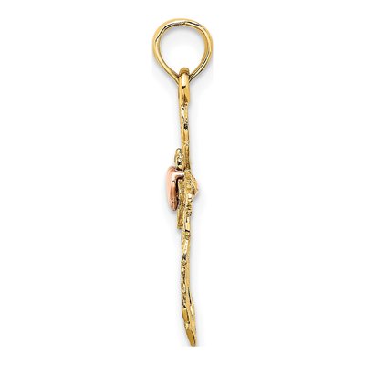 10K Two-Tone Gold Cross Heart Pendant – view 3