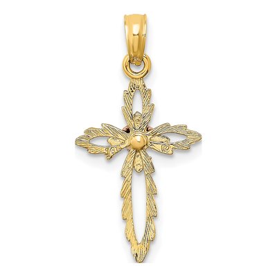 10K Two-Tone Gold Cross Heart Pendant – view 5