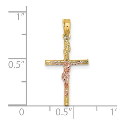 10K Two-Tone Gold Crucifix Pendant – view 4