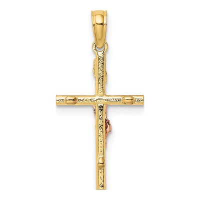 10K Two-Tone Gold Crucifix Pendant – view 5