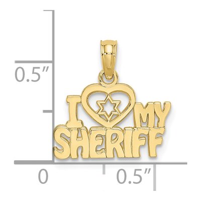 10K Yellow Gold I Heart My Sheriff Charm – view 4
