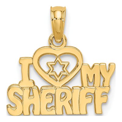 10K Yellow Gold I Heart My Sheriff Charm