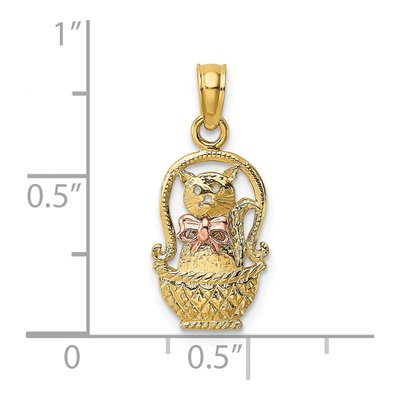 10K Two-Tone Gold Cat Basket Charm – view 4