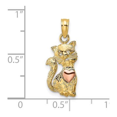 10K Two-Tone Gold Cat Pendant – view 4