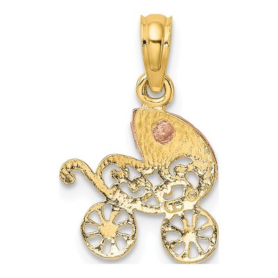 10K Two-Tone Gold Baby Carriage Pendant – view 5