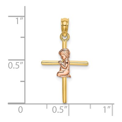 10K Two-Tone Gold Boy on Cross Pendant – view 4