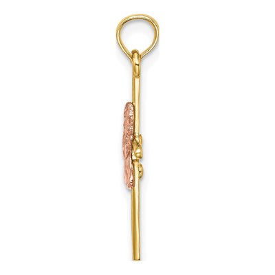 10K Two-Tone Gold Girl on Cross Pendant – view 3